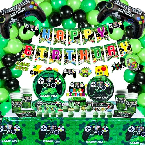 Videospiel Party Supplies Grün Videospiel Geburtstagsdekorationen Teller Serviette Tasse Gaming Party Tischdecke Happy Birthday Banner Gaming Luftballons Ballonbogen Kit für Jungen Männer Serves 20 Videospiel Party Supplies Grün Videospiel Geburtstagsdekorationen Teller Serviette Tasse Gaming Party Tischdecke Happy Birthday Banner Gaming Luftballons Ballonbogen Kit für Jungen Männer Serves 20 von FACLJSSX