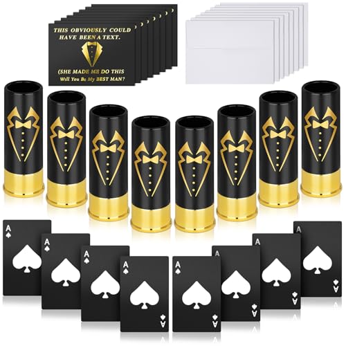 24-teiliges Geschenkset für Trauzeugen, 8 Schnapsgläser, 8 Kartenflaschenöffner mit 8 Grußkarten für Hochzeit, Junggesellenabschied, Antrag, Trauzeugen, Gastgeschenke 24-teiliges Geschenkset für Trauzeugen, 8 Schnapsgläser, 8 Kartenflaschenöffner mit 8 Grußkarten für Hochzeit, Junggesellenabschied, Antrag, Trauzeugen, Gastgeschenke von FACULX