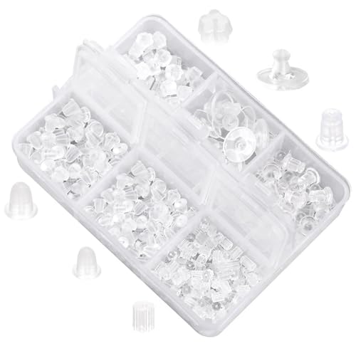 Silikon-Ohrring-Verschlüsse, Ohrring-Verschlüsse, 520 Stück, weich, transparent, Sicherheits-Rückpolster, Kupplungsstopper, Ersatz für Fischhaken, Ohrstecker, 6 Stile Silikon-Ohrring-Verschlüsse, Ohrring-Verschlüsse, 520 Stück, weich, transparent, Sicherheits-Rückpolster, Kupplungsstopper, Ersatz für Fischhaken, Ohrstecker, 6 Stile von FADXIN