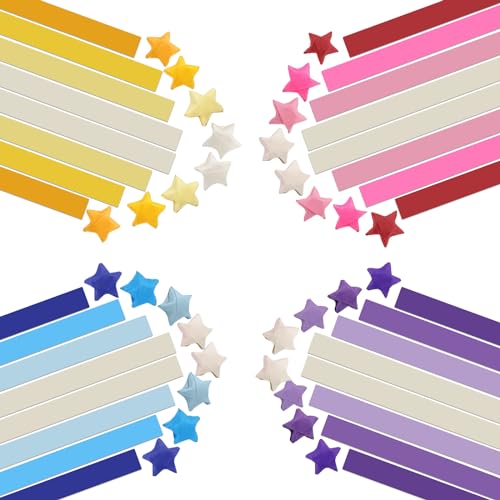 FAELNK 2160 Blatt Farbverlauf Origami Sterne Papier Doppelseitige Origami Star Paper Sternenpapierstreifen Farbverlauf Gelbe Rote Blau Violett für DIY Handwerk Dekoration Geschenk von FAELNK
