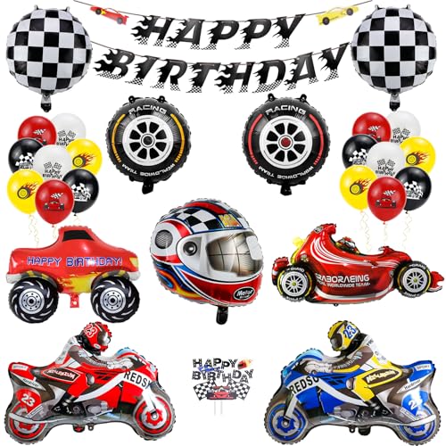 FAELNK Cars Luftballon Geburtstagsdeko Jungen Cars Geburtstagsdeko Rennwagen Party Dekorationen Cars Luftballons Geburtstag Set Hot WheelsGeburtstag Deko Car Foilballoons für Kinder von FAELNK