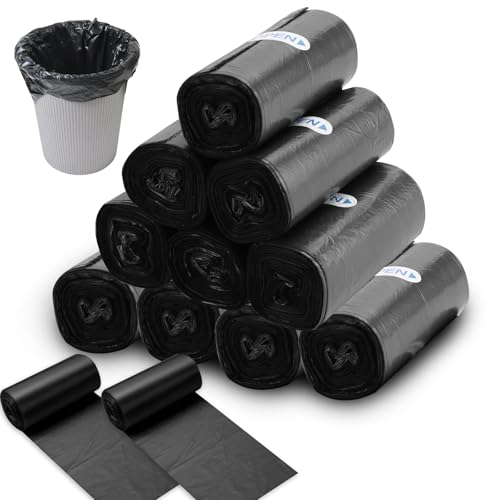 FAELNK Kleine Müllbeutel 3l Mini Müllbeutel Kleinen Müllsäcke für Mini-Tisch Mülleimer Badezimmer Büro Auto Mülltasche Lebensmittel Mülltasche (Schwarz,12 Rolle) von FAELNK