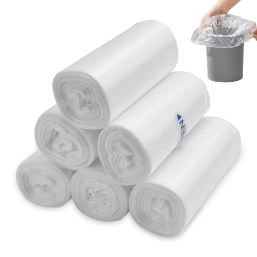 FAELNK Kleine Müllbeutel Kleine Müllbeutel 3L 180 Stück, 30 * 35 cm Mini Müllbeutel Kleinen Müllsäcke für Mini-Tisch Mülleimer Badezimmer Büro Auto Mülltasche Lebensmittel Mülltasche (Weiß, 6 Rolle) von FAELNK