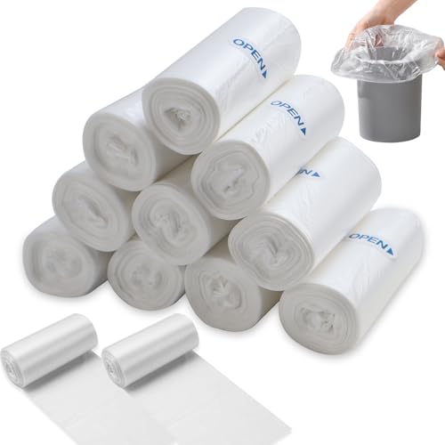 FAELNK Kleine Müllbeutel Kleine Müllbeutel 3L 360 Stück, 30 * 35 cm Mini Müllbeutel Kleinen Müllsäcke für Mini-Tisch Mülleimer Badezimmer Büro Auto Mülltasche Lebensmittel Mülltasche (Weiß, 6 Rolle) von FAELNK
