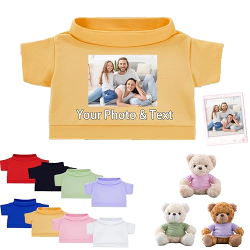 FAHOXUMR Personalisierte Teddybär-Kleidung mit Namens Foto, Individuelle Stofftier-Kleidung Passend für 20-40 cm Stoffbär-Kleidung, Personalisierte Puppen-Kleidung zum Selbermachen Plüschpuppen-Shirt von FAHOXUMR