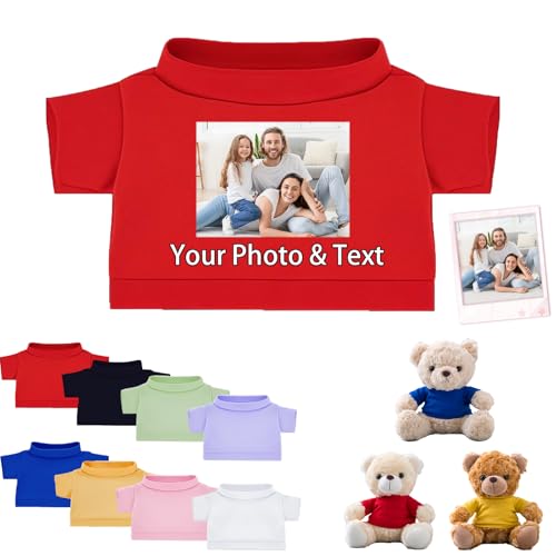 FAHOXUMR Personalisierte Teddybär-Kleidung mit Namens Foto, Individuelle Stofftier-Kleidung Passend für 20-40 cm Stoffbär-Kleidung, Personalisierte Puppen-Kleidung zum Selbermachen Plüschpuppen-Shirt von FAHOXUMR
