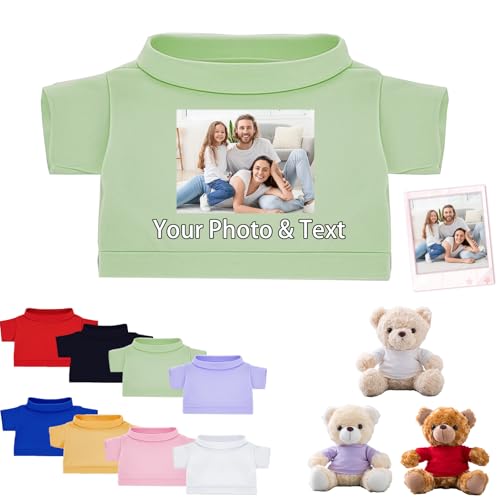 FAHOXUMR Personalisierte Teddybär-Kleidung mit Namens Foto, Individuelle Stofftier-Kleidung Passend für 20-40 cm Stoffbär-Kleidung, Personalisierte Puppen-Kleidung zum Selbermachen Plüschpuppen-Shirt von FAHOXUMR