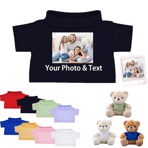 FAHOXUMR Personalisierte Teddybär-Kleidung mit Namens Foto, Individuelle Stofftier-Kleidung Passend für 20-40 cm Stoffbär-Kleidung, Personalisierte Puppen-Kleidung zum Selbermachen Plüschpuppen-Shirt von FAHOXUMR