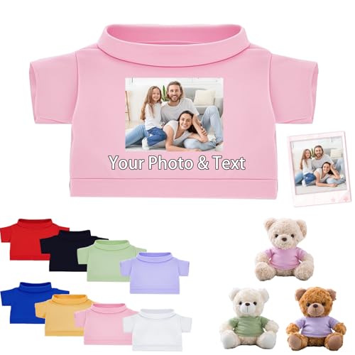 FAHOXUMR Personalisierte Teddybär-Kleidung mit Namens Foto, Individuelle Stofftier-Kleidung Passend für 20-40 cm Stoffbär-Kleidung, Personalisierte Puppen-Kleidung zum Selbermachen Plüschpuppen-Shirt von FAHOXUMR