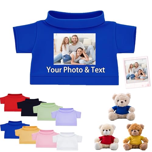FAHOXUMR Personalisierte Teddybär-Kleidung mit Namens Foto, Individuelle Stofftier-Kleidung Passend für 20-40 cm Stoffbär-Kleidung, Personalisierte Puppen-Kleidung zum Selbermachen Plüschpuppen-Shirt von FAHOXUMR