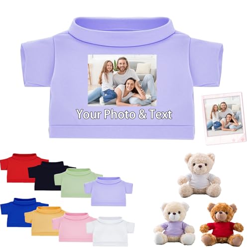 FAHOXUMR Personalisierte Teddybär-Kleidung mit Namens Foto, Individuelle Stofftier-Kleidung Passend für 20-40 cm Stoffbär-Kleidung, Personalisierte Puppen-Kleidung zum Selbermachen Plüschpuppen-Shirt von FAHOXUMR