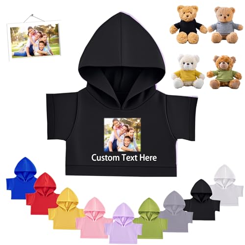 FAHOXUMR Personalisierte Teddybär-Kleidung mit Namens Foto, Individuelle Stofftier-Kleidung für 20-40 cm Stoffbär-Kleidung, Personalisierte Puppen-Kleidung für Ihr Eigenes Plüschpuppen-Shirt von FAHOXUMR
