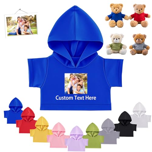 FAHOXUMR Personalisierte Teddybär-Kleidung mit Namens Foto, Individuelle Stofftier-Kleidung für 20-40 cm Stoffbär-Kleidung, Personalisierte Puppen-Kleidung für Ihr Eigenes Plüschpuppen-Shirt von FAHOXUMR