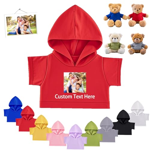 FAHOXUMR Personalisierte Teddybär-Kleidung mit Namens Foto, Individuelle Stofftier-Kleidung für 20-40 cm Stoffbär-Kleidung, Personalisierte Puppen-Kleidung für Ihr Eigenes Plüschpuppen-Shirt von FAHOXUMR