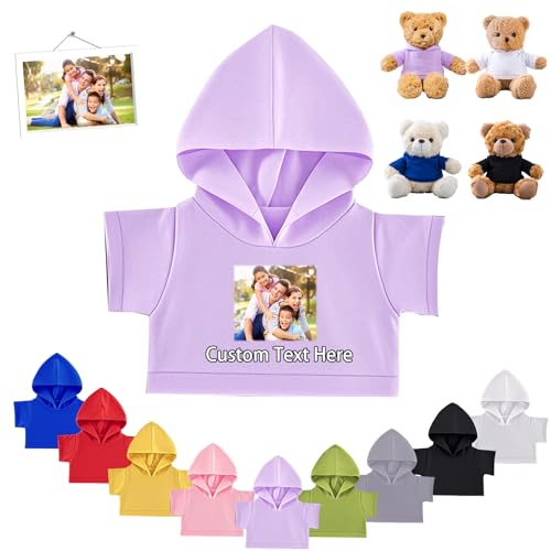 FAHOXUMR Personalisierte Teddybär-Kleidung mit Namens Foto, Individuelle Stofftier-Kleidung für 20-40 cm Stoffbär-Kleidung, Personalisierte Puppen-Kleidung für Ihr Eigenes Plüschpuppen-Shirt von FAHOXUMR