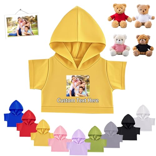 FAHOXUMR Personalisierte Teddybär-Kleidung mit Namens Foto, Individuelle Stofftier-Kleidung für 20-40 cm Stoffbär-Kleidung, Personalisierte Puppen-Kleidung für Ihr Eigenes Plüschpuppen-Shirt von FAHOXUMR