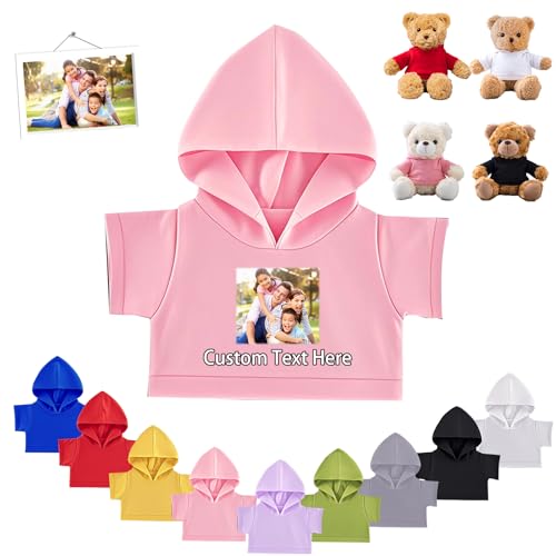 FAHOXUMR Personalisierte Teddybär-Kleidung mit Namens Foto, Individuelle Stofftier-Kleidung für 20-40 cm Stoffbär-Kleidung, Personalisierte Puppen-Kleidung für Ihr Eigenes Plüschpuppen-Shirt von FAHOXUMR