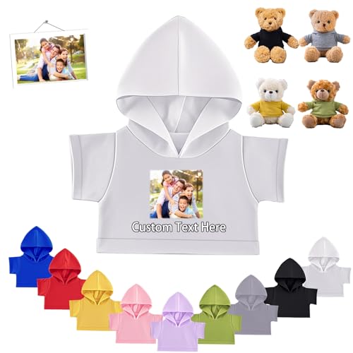 FAHOXUMR Personalisierte Teddybär-Kleidung mit Namens Foto, Individuelle Stofftier-Kleidung für 20-40 cm Stoffbär-Kleidung, Personalisierte Puppen-Kleidung für Ihr Eigenes Plüschpuppen-Shirt von FAHOXUMR
