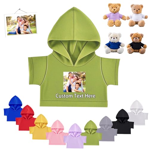 FAHOXUMR Personalisierte Teddybär-Kleidung mit Namens Foto, Individuelle Stofftier-Kleidung für 20-40 cm Stoffbär-Kleidung, Personalisierte Puppen-Kleidung für Ihr Eigenes Plüschpuppen-Shirt von FAHOXUMR