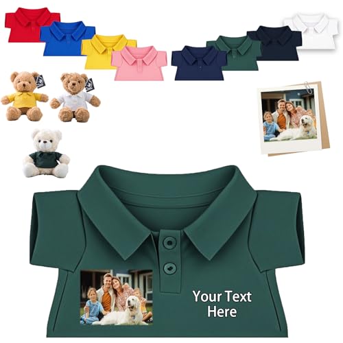 FAHOXUMR Personalisierte Teddybär-Kleidung mit Namens Foto, Personalisierte Stofftier-Kleidung Passend für 20-40 cm Teddybär, Personalisierte Puppen-Kleidung zum Selbermachen Plüschpuppen-Shirt von FAHOXUMR