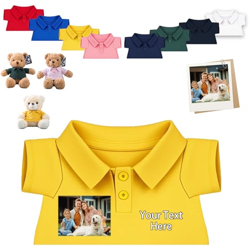 FAHOXUMR Personalisierte Teddybär-Kleidung mit Namens Foto, Personalisierte Stofftier-Kleidung Passend für 20-40 cm Teddybär, Personalisierte Puppen-Kleidung zum Selbermachen Plüschpuppen-Shirt von FAHOXUMR