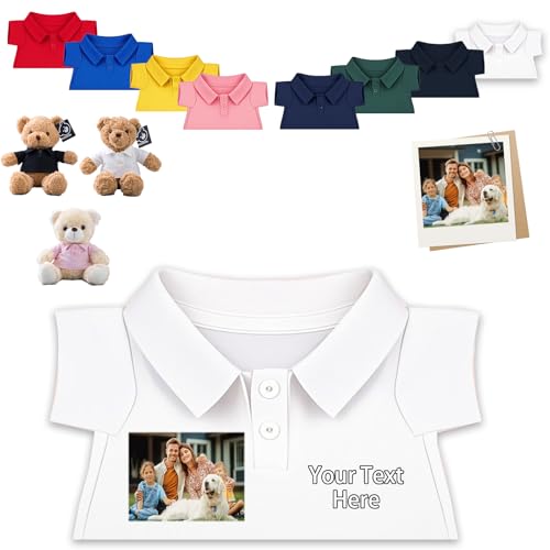 FAHOXUMR Personalisierte Teddybär-Kleidung mit Namens Foto, Personalisierte Stofftier-Kleidung Passend für 20-40 cm Teddybär, Personalisierte Puppen-Kleidung zum Selbermachen Plüschpuppen-Shirt von FAHOXUMR