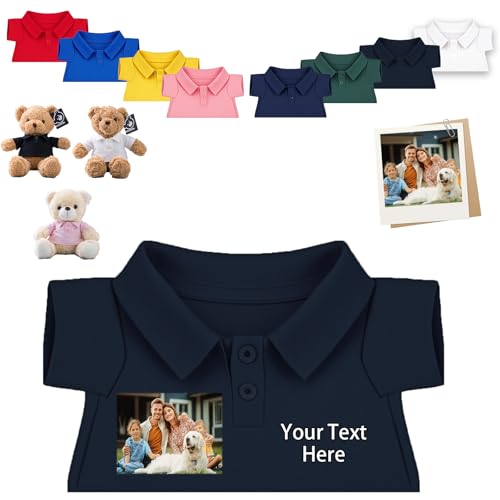 FAHOXUMR Personalisierte Teddybär-Kleidung mit Namens Foto, Personalisierte Stofftier-Kleidung Passend für 20-40 cm Teddybär, Personalisierte Puppen-Kleidung zum Selbermachen Plüschpuppen-Shirt von FAHOXUMR