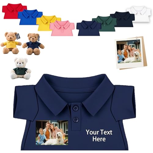 FAHOXUMR Personalisierte Teddybär-Kleidung mit Namens Foto, Personalisierte Stofftier-Kleidung Passend für 20-40 cm Teddybär, Personalisierte Puppen-Kleidung zum Selbermachen Plüschpuppen-Shirt von FAHOXUMR