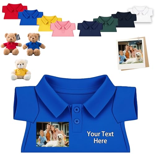 FAHOXUMR Personalisierte Teddybär-Kleidung mit Namens Foto, Personalisierte Stofftier-Kleidung Passend für 20-40 cm Teddybär, Personalisierte Puppen-Kleidung zum Selbermachen Plüschpuppen-Shirt von FAHOXUMR