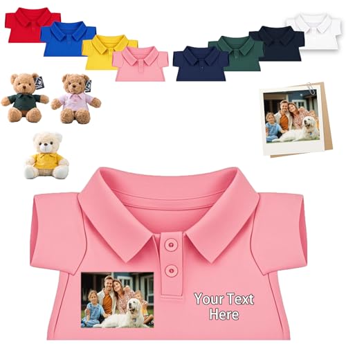FAHOXUMR Personalisierte Teddybär-Kleidung mit Namens Foto, Personalisierte Stofftier-Kleidung Passend für 20-40 cm Teddybär, Personalisierte Puppen-Kleidung zum Selbermachen Plüschpuppen-Shirt von FAHOXUMR