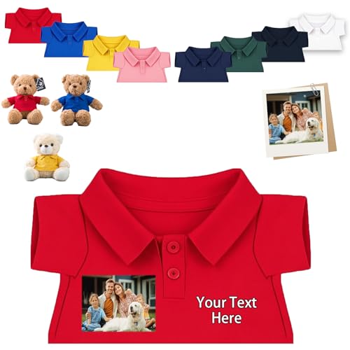 FAHOXUMR Personalisierte Teddybär-Kleidung mit Namens Foto, Personalisierte Stofftier-Kleidung Passend für 20-40 cm Teddybär, Personalisierte Puppen-Kleidung zum Selbermachen Plüschpuppen-Shirt von FAHOXUMR
