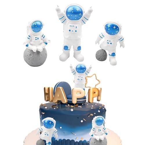 FAINCA 3 Stück Astronaut, Astronauten Geburtstagsdekoration, Planeten Deko, Weltraum Kindergeburtstag Dekorative Astronautenverzierungen, für Tortendeko Kindergeburtstag (Blau) von FAINCA