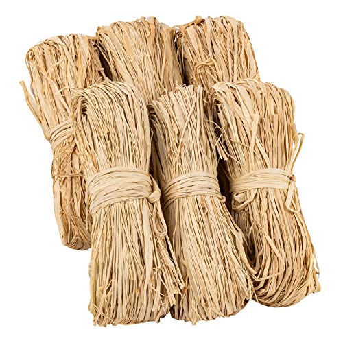 FAINCA Bast Raffia Naturbast, 6 Stück 300g Natur Raffiabast Bastband, Natur Bindebast, Naturseil Geschenkband, Naturfaser Bastband, zum Basteln, Dekoration, Weben, Floristen, Garten von FAINCA