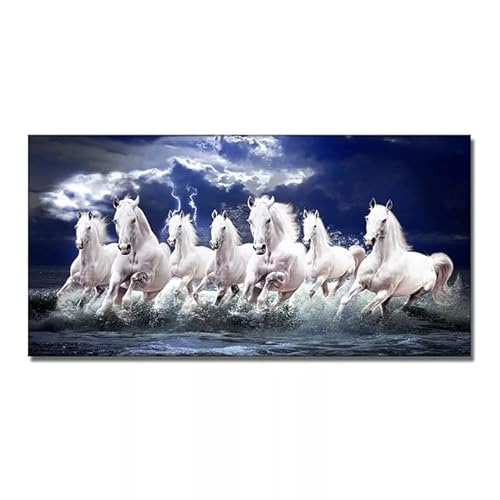 FAIRFOCUS Wandbilder Wohnzimmer Groß Dekorative Bilder Wohnzimmer Weißes laufendes Pferd Tiere Ölgemälde HD-Druck auf Leinwand Poster Wandkunst Bild für Wohnzimmer Sofa Dekor von FAIRFOCUS