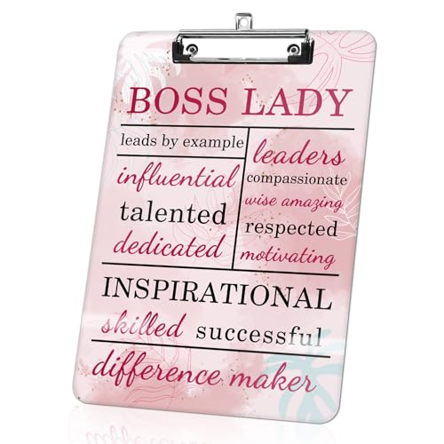 FAJUXIS Pink Boss Lady Klemmbrett Boss Day Geschenke Acryl Klemmbretter Chefs Tag Geschenke für Frauen Lady Female Leader Manager Geburtstagsgeschenk Klemmbrett Geschenk für Weihnachten von Kollegin von FAJUXIS