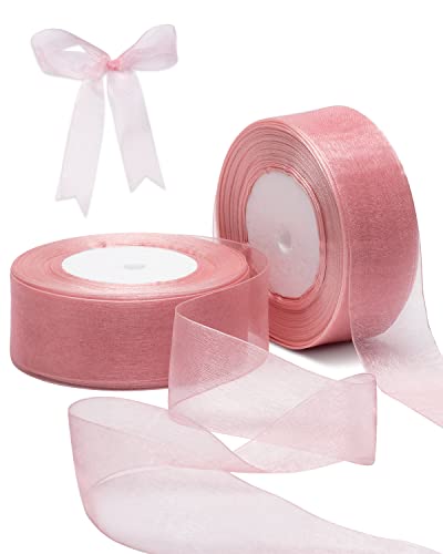 FAKILO 2 Rolls Pink Organza Ribbon von FAKILO