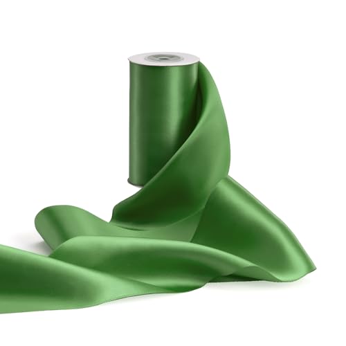FAKILO Geschenkband 10 cm Breit Satinband Doppelseitig Dicke Stoffband Grün Band für Geschenkverpackung, Schleifenband, Grand Öffnung, Weihnachten Geburtstag Party Dekoration - 9,1 Meter/10 Yard FAKILO Geschenkband 10 cm Breit Satinband Doppelseitig Dicke Stoffband Grün Band für Geschenkverpackung, Schleifenband, Grand Öffnung, Weihnachten Geburtstag Party Dekoration - 9,1 Meter/10 Yard von FAKILO