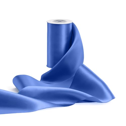 FAKILO Geschenkband 10 cm Breites Satinband Band Große Schleifenband für Hochzeit, Geschenkverpackung, Weihnachten, Stuhl-Schärpen, Scherpe, Grand Öffnung (Blau, 10 cm x 9,1 m) von FAKILO