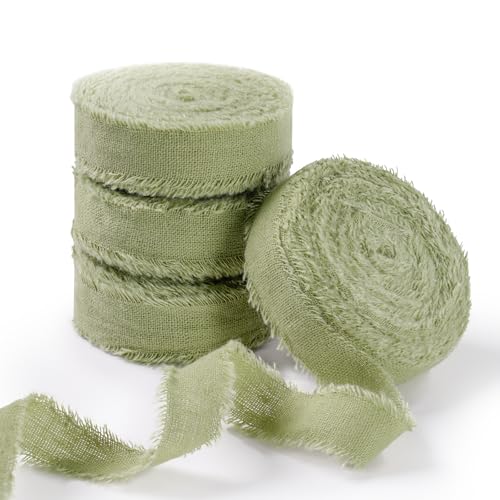 FAKILO Natürliches rustikales Baumwollband mit ausgefranstem Rand, Salbeigrün, 100% Baumwolle, 1,6 cm x 22 m, für Vintage-Hochzeitssträuße, Einladungen, Babypartys, Geschenkverpackungen FAKILO Natürliches rustikales Baumwollband mit ausgefranstem Rand, Salbeigrün, 100% Baumwolle, 1,6 cm x 22 m, für Vintage-Hochzeitssträuße, Einladungen, Babypartys, Geschenkverpackungen von FAKILO