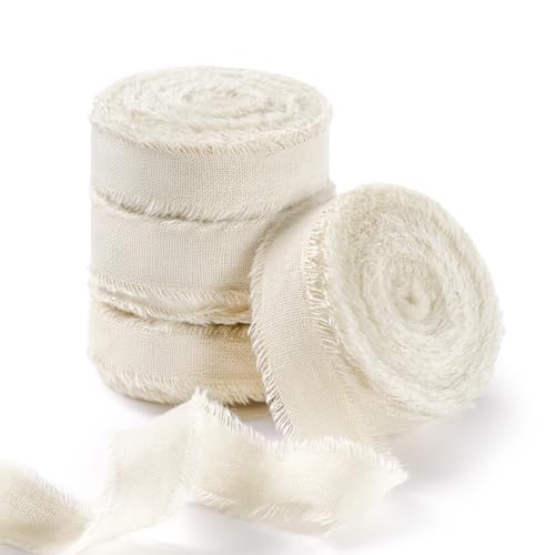 FAKILO Natürliches rustikales Baumwollband mit ausgefranstem Rand, hautfarben, 100% Baumwolle, 1,6 cm x 22 m, für Vintage-Hochzeitssträuße, Einladungen, Babypartys, Geschenkverpackungen FAKILO Natürliches rustikales Baumwollband mit ausgefranstem Rand, hautfarben, 100% Baumwolle, 1,6 cm x 22 m, für Vintage-Hochzeitssträuße, Einladungen, Babypartys, Geschenkverpackungen von FAKILO