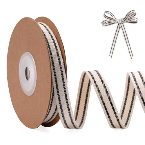 FAKILO Niedliches Streifenband für Geschenkkuchen, Geschenkverpackungen, Basteln, DIY, lustiges Band mit schwarzen Streifen, 0,9 cm x 9,1 m FAKILO Niedliches Streifenband für Geschenkkuchen, Geschenkverpackungen, Basteln, DIY, lustiges Band mit schwarzen Streifen, 0,9 cm x 9,1 m von FAKILO