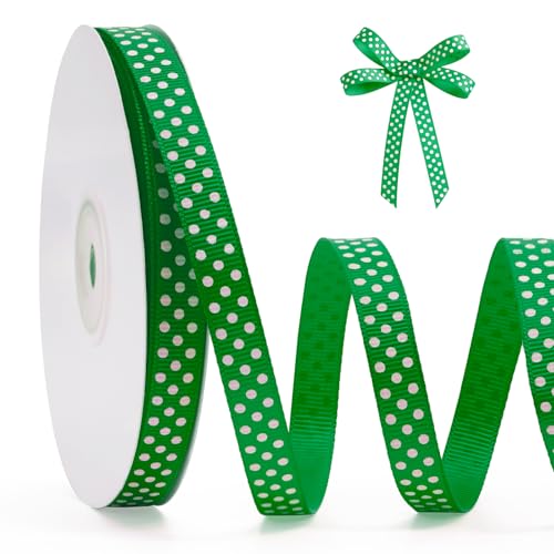 FAKILO Punktband 10mm x 22m Punkt Schleifenband Grün-Weiß Punkte Band Geschenkband Dekoband Grosgrainband Polka Dot Band für Weihnachten Hochzeit Taufe Ostern Halloween FAKILO Punktband 10mm x 22m Punkt Schleifenband Grün-Weiß Punkte Band Geschenkband Dekoband Grosgrainband Polka Dot Band für Weihnachten Hochzeit Taufe Ostern Halloween von FAKILO