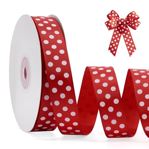 FAKILO Punktband 20mm x 22m Punkt Schleifenband Rot-Weiß Punkte Band Geschenkband Dekoband Grosgrainband Polka Dot Band für Weihnachten Hochzeit Taufe Ostern Halloween FAKILO Punktband 20mm x 22m Punkt Schleifenband Rot-Weiß Punkte Band Geschenkband Dekoband Grosgrainband Polka Dot Band für Weihnachten Hochzeit Taufe Ostern Halloween von FAKILO