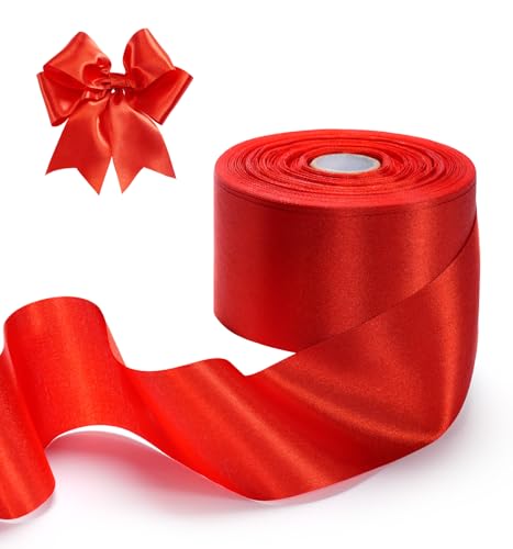 FAKILO Satinband 5 cm x 45m, rote Bänder für eine große Eröffnungsschleife, Hochzeit, Geschenkverpackung, Weihnachten, Festival-Dekoration von FAKILO