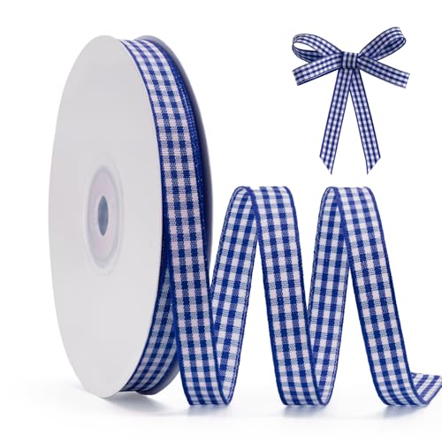 FAKILO Schleifenband Blau Gingham-Band 10mm x 22m Geschenkband Blau - Weiß Büffelkariertes Kariertes Band für Weihnachten, Geschenkverpackungen, DIY Basteln FAKILO Schleifenband Blau Gingham-Band 10mm x 22m Geschenkband Blau - Weiß Büffelkariertes Kariertes Band für Weihnachten, Geschenkverpackungen, DIY Basteln von FAKILO