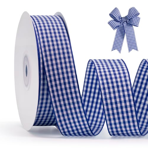 FAKILO Schleifenband Blau Gingham-Band 25mm x 22m Geschenkband Blau - Weiß Büffelkariertes Kariertes Band für Weihnachten, Geschenkverpackungen, DIY Basteln FAKILO Schleifenband Blau Gingham-Band 25mm x 22m Geschenkband Blau - Weiß Büffelkariertes Kariertes Band für Weihnachten, Geschenkverpackungen, DIY Basteln von FAKILO