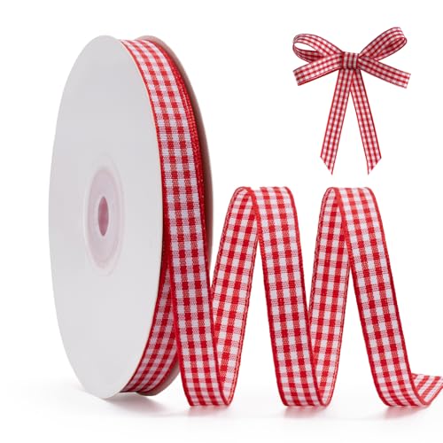 FAKILO Schleifenband Rot Gingham-Band 10mm x 22m Geschenkband Rot - Weiß Büffelkariertes Kariertes Band für Weihnachten, Geschenkverpackungen, DIY Basteln FAKILO Schleifenband Rot Gingham-Band 10mm x 22m Geschenkband Rot - Weiß Büffelkariertes Kariertes Band für Weihnachten, Geschenkverpackungen, DIY Basteln von FAKILO