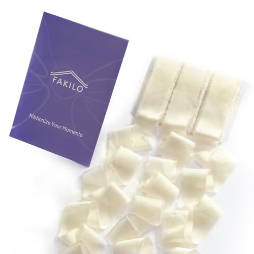 FAKILO Seidenband 3,8 CM x 15 Meter, Elfenbeinweiße Satin-Seidenbänder zum Verpacken von Geschenken, Babypartys, Hochzeiten, Geburtstagen, Brautsträußen, Weihnachtsdeko FAKILO Seidenband 3,8 CM x 15 Meter, Elfenbeinweiße Satin-Seidenbänder zum Verpacken von Geschenken, Babypartys, Hochzeiten, Geburtstagen, Brautsträußen, Weihnachtsdeko von FAKILO