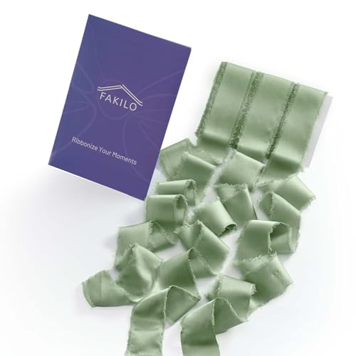 FAKILO Seidenband 3,8 CM x 15 Meter, Salbeigrüne Satin-Seidenbänder zum Verpacken von Geschenken, Babypartys, Hochzeiten, Geburtstagen, Brautsträußen, Weihnachtsdeko FAKILO Seidenband 3,8 CM x 15 Meter, Salbeigrüne Satin-Seidenbänder zum Verpacken von Geschenken, Babypartys, Hochzeiten, Geburtstagen, Brautsträußen, Weihnachtsdeko von FAKILO