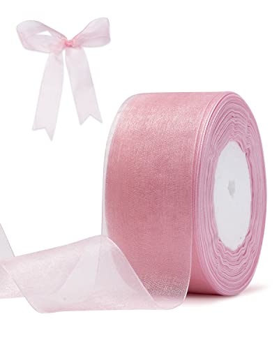 Rosa Organzaband zum Verpacken von Geschenken, FAKILO, 50 mm x 45 Meter, schimmerndes, transparentes Geschenkband mit Draht für Blumenstrauß, Hochzeit Rosa Organzaband zum Verpacken von Geschenken, FAKILO, 50 mm x 45 Meter, schimmerndes, transparentes Geschenkband mit Draht für Blumenstrauß, Hochzeit von FAKILO
